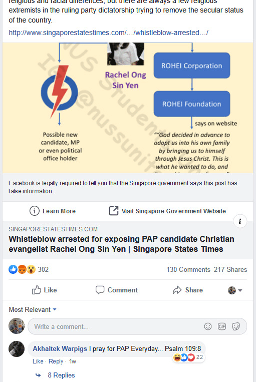 Singapore Facebook nepnieuws label