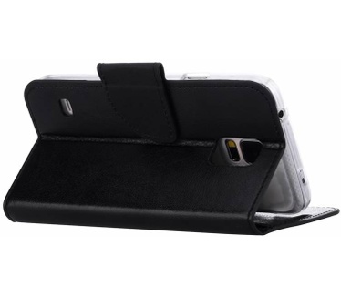 Luxe Lederen Bookcase hoesje voor de Samsung Galaxy S5 - Zwart (Samsung Galaxy S5) Zwart