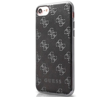 Guess 4G 2017 Soft TPU Back Case - Apple iPhone 7 (4.7") - Black/Gun Metal