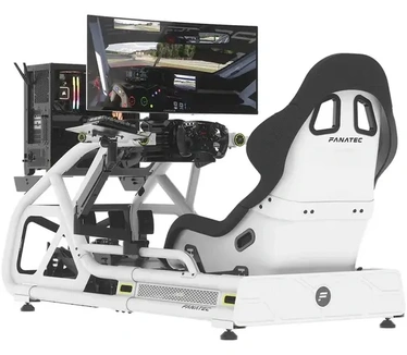 Fanatec ClubSport GT Sim Racing Cockpitstoel – Sterkte en Stijfheid, Vezels Versterkte Behuizing, Gewatteerd Schuim, Ademende Stof, Lendensteun – Wit