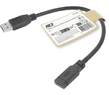 ACT USB Type-A male naar USB Type-C female adapterkabel 0,2m