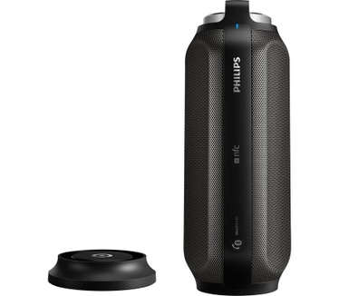 Philips BT6600B/12 tragbarer, kabelloser Bluetooth Lautsprecher (12 Stunden Akku, Splashproof IPX4, NFC, 16 Watt) schwarz
