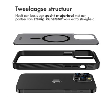Accezz Rugged Frosted Backcover met MagSafe iPhone 14 Pro Max - Zwart