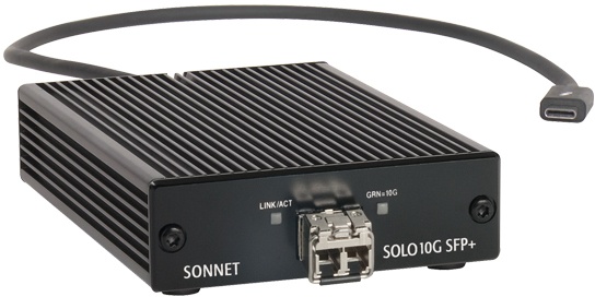 Carte Réseau Solo10G SFP+ Sonnet - 10 Gigabit Ethernet Fibre Optique - Thunderbolt 3 - Pour Mac Et PC - Débit Jusqu'à 10 Gbps