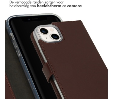 Selencia Echt Lederen Bookcase iPhone 14 Plus - Bruin