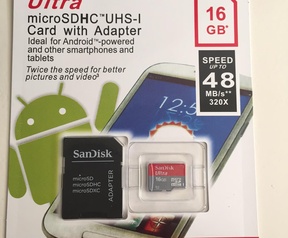 Verpakking nep-sd-kaartjes SanDisk via Groupon