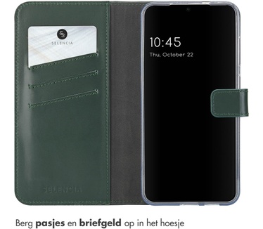 Selencia Echt Leren Bookcase Samsung Galaxy S25 - Groen: beste prijzen ...