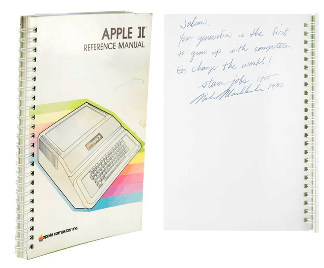 Apple II handleiding Steve Jobs handtekening