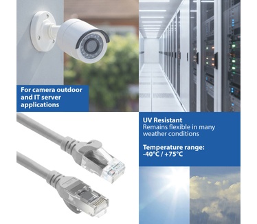 ACT Grijze 3 meter TPE U/UTP CAT6A ultra-flex patchkabel snagless met RJ45 connectoren