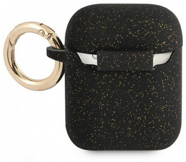 Guess Silicone Glitter Case voor Apple Airpods 1 & 2 - Zwart