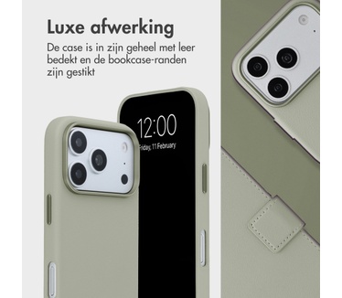 Accezz Leather Bookcase 2-in-1 met MagSafe voor de Apple iPhone 18 Pro Max / 17 Pro Max - Light Grey