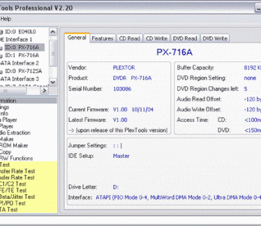 PlexTools Professional screenshot (resized)