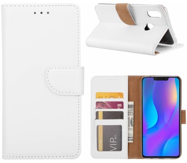 Luxe Lederen Bookcase hoesje voor de Huawei P Smart Plus - Wit (Huawei P Smart Plus) Wit