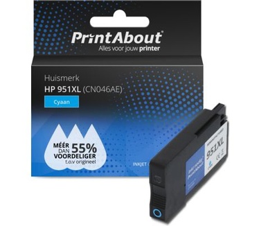 PrintAbout Huismerk HP 951XL (CN046AE) Inktcartridge Cyaan Hoge capaciteit
