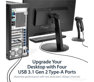 Startech.com 4 poorts USB 3.1 (10Gbps) kaart 4x USB-A met twee onafhankelijke kanalen PCIe