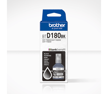 Brother BTD180BK. Soort: Origineel, Printkleuren: Zwart, Merkcompatibiliteit: . Aantal per verpakking: 1 stuk(s), Afmetingen (B x D x H): 50 x 115 x 50 mm, Breedte verpakking: 56 mm