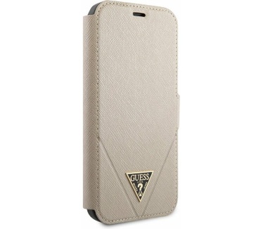 Guess Saffiano V-Stitch Book Case iPhone 12/12 Pro (6.1") - Goud Goud