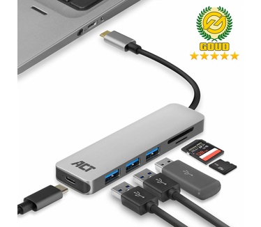 ACT AC7050 3-Port USB-C 3.1 Gen1 (USB 3.0) Hub with card reader and PD Pass-Through port