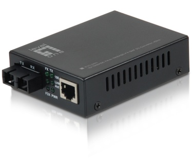 LevelOne RJ45 to SC Fast Ethernet Media Converter, Single-Mode Fiber, 40km