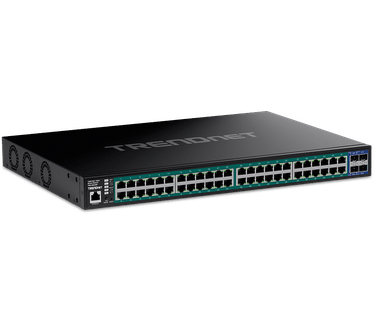 Trendnet 52-POORTS GIGA WEB SMART 740W POE+ 10G SFP+ SLOTS, Netwerkschakelaar, Zwart