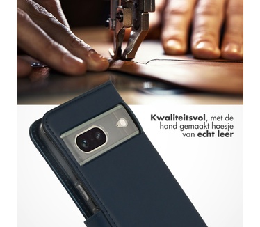 Selencia Echt Lederen Bookcase Google Pixel 7 - Blauw