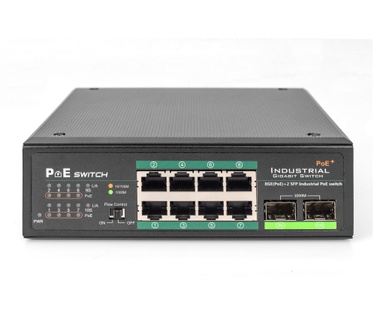 Digitus Industrial 8-Port Gigabit PoE Switch, Unmanaged, 2 Uplinks