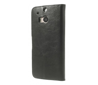 KEES Lederlook Portemonnee Hoesje HTC One M8 - Zwart