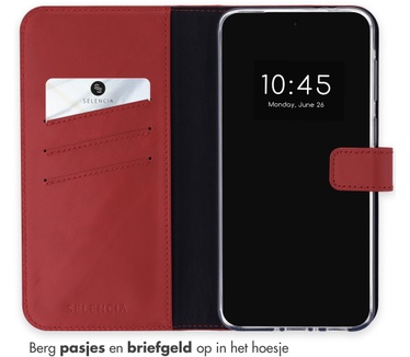 Selencia Echt Leren Bookcase Samsung Galaxy A37 (5G) - Rood