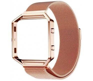 qMust Milanees armband voor Fitbit Blaze met frame - Magnetische sluiting - rose goud