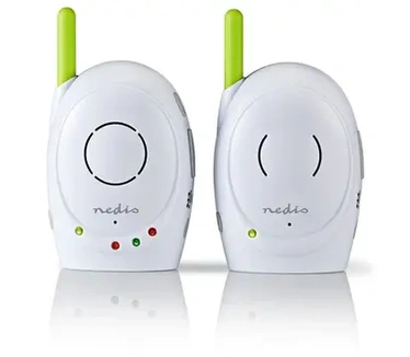 Nedis - Audio-babymonitor - babyfoon - intercomfunctie - batterijgevoed/netvoeding - FHSS - bereik 300 m - 2-weg audio - met terugbelfunctie - plug & play - groen/wit