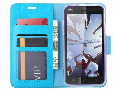 Luxe Lederen Bookcase hoesje voor de Wiko Lenny - Blauw (Wiko Lenny) Blauw