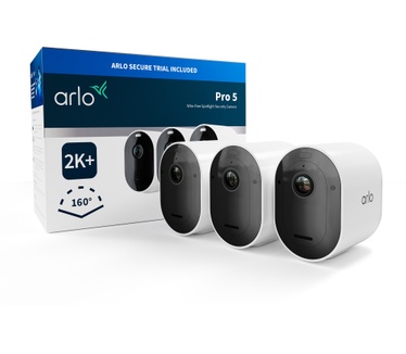 Arlo Arlo Pro 5 2K Draadloze Beveiligingscamera, 3 -pack, Wit