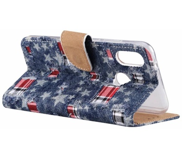 Spijkerbroek print lederen Bookcase hoesje voor de Huawei P20 Lite - Blauw (Huawei P20 Lite) Blauw