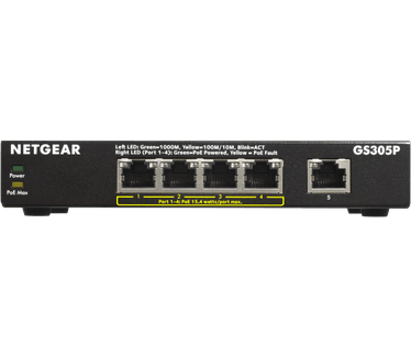 Netgear GS305P Unmanaged Gigabit Ethernet (10/100/1000) Power over Ethernet (PoE) Zwart