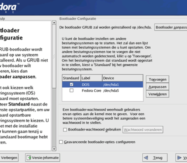 Fedora Core Installatie - Grub configuratie