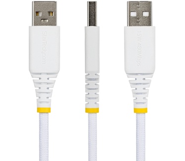 Startech.com 3m USB-A naar USB-C Snellaadkabel, 15W 3A, Dual-Layer Gevlochten Nylon / TPE Mantel, Duurzame USB-A naar USB-C Oplaadkabel, Wit