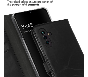 Selencia Echt Lederen Bookcase Samsung Galaxy A13 (5G) / A04s - Zwart