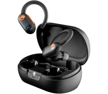 Skullcandy Push ANC Active – Draadloze in-ear oordopjes met een accuduur van 58 uur, draadloos opladen, microfoon, ondersteuning voor iPhone/Android- en Bluetooth-apparaten – True Black/Orange