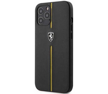 Ferrari Leather Stripe Case - Apple iPhone 12 Mini (5.4") - Grijs Grijs