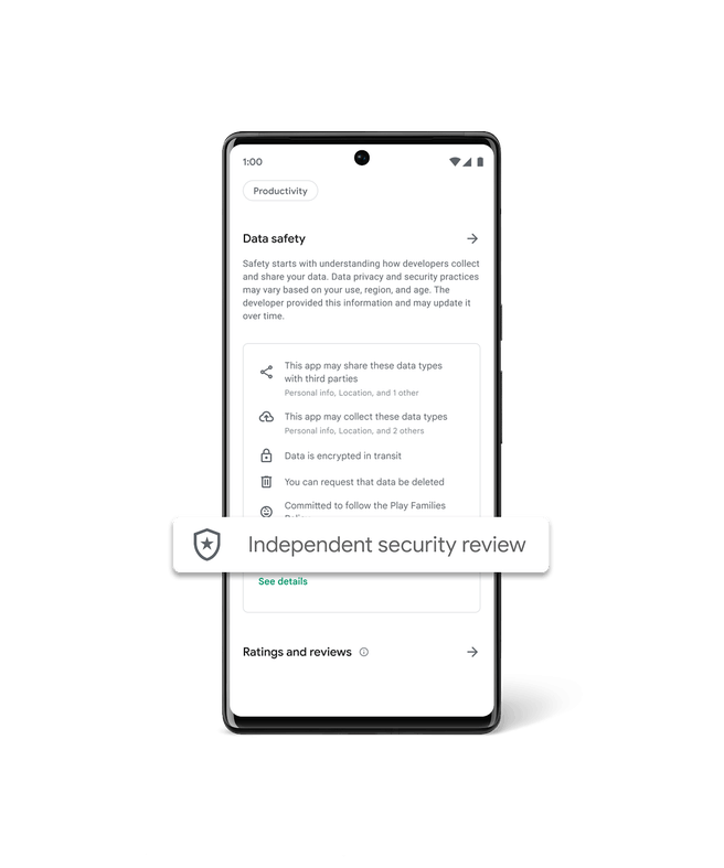 Beveiligingslabel bij vpn-apps in Google Play Store