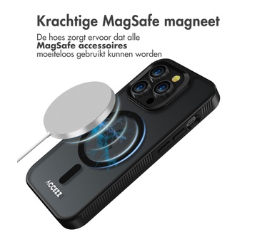 Accezz Rugged Frosted Backcover met MagSafe iPhone 14 Pro - Zwart