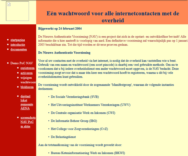 Nieuwe Authenticatie Voorziening (2004), later DigiD