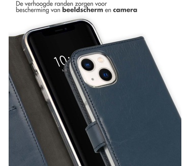 Selencia Echt Lederen Bookcase iPhone 13 - Blauw
