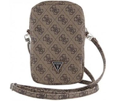 Guess Triangle Logo Wallet Pouch met Riem (7 Inch) - Bruin