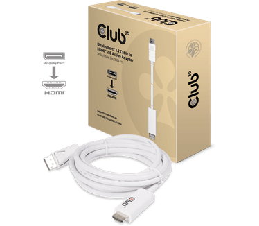 Club 3D Club3D Display Port 1.2 Kabel naar HDMI 2.0 Adapter 3Meter Wit