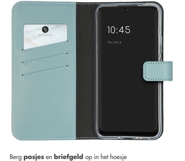 Selencia Echt Lederen Bookcase Samsung Galaxy A34 (5G) - Air Blue