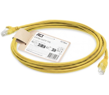ACT Gele 10 meter TPE U/UTP CAT6A ultra-flex patchkabel snagless met RJ45 connectoren