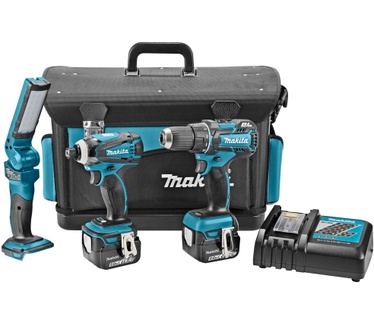 Makita DLX3025TX 14,4V Li-Ion accu Boor-/schroefmachine (DDF470) & Slagschroevendraaier (DTD134) & Lamp (DML801) combiset (2x 5.0Ah accu) in tas