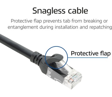 ACT Zwarte 1 meter TPE U/UTP CAT6A ultra-flex patchkabel snagless met RJ45 connectoren