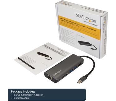 Startech.com USB-C multiport adapter SD kaartlezer Power Delivery 4K HDMI GbE 2x USB 3.0